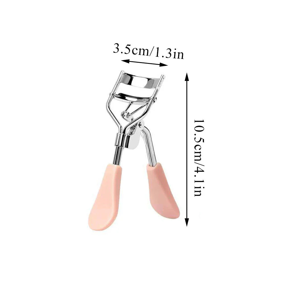 Heatless manual eyelash curler with curved design and silicone lash pad for effortless, dramatic lash curl