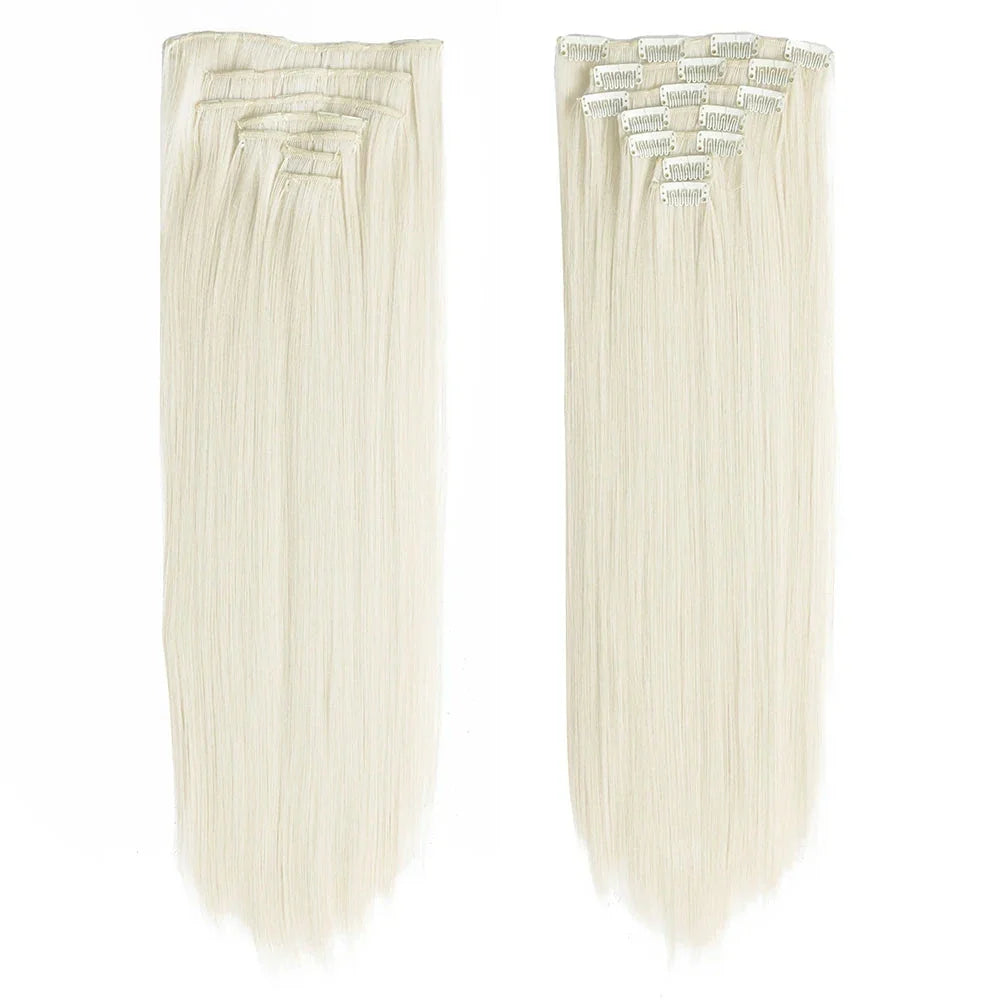 Long wavy ombre clip-in hair extensions with a voluminous, glamorous look