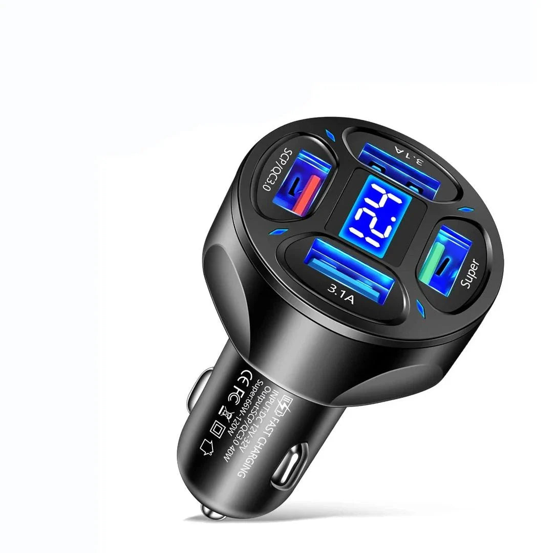 3-Port USB Car Charger with Quick Charge 3.0 technology for fast, efficient charging of smartphones, tablets, and other devices while driving