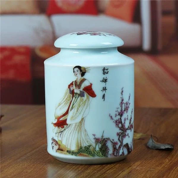 Elegant Asian-inspired handcrafted ceramic tea canisters in various colors, designed to preserve tea freshness and enhance your tea ritual