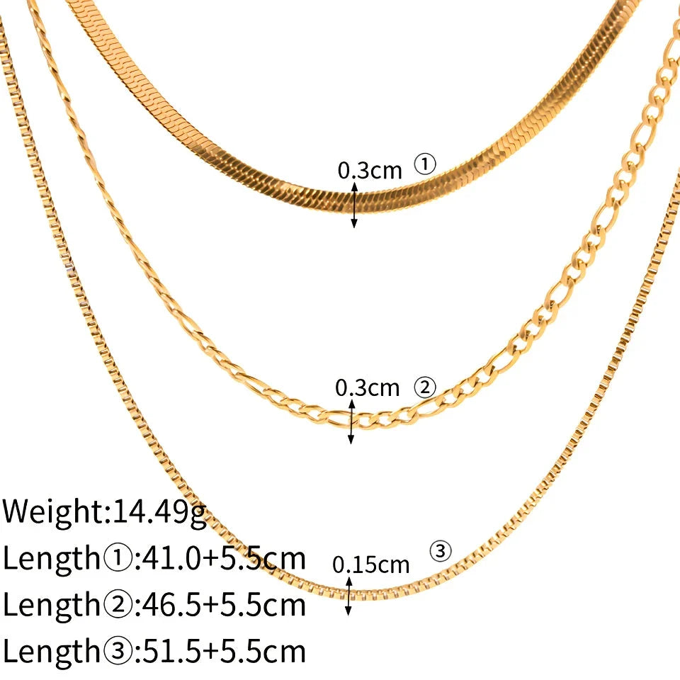 Elegant 18K gold plated stainless steel flat snake chain necklace with letter charms for a unique, personalized look