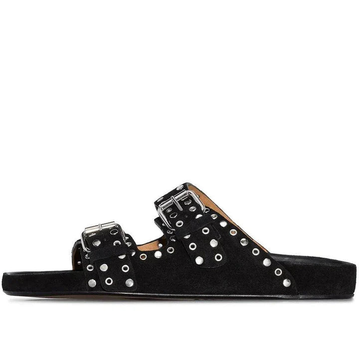 Premium leather platform sandals for women with a stylish buckle detail and comfortable rubber sole
