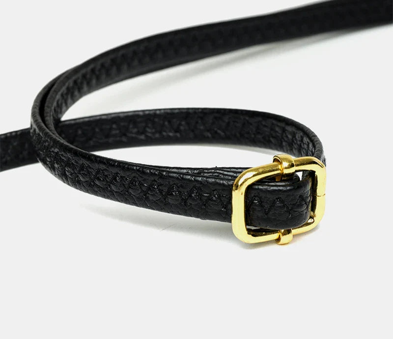 Premium leather crossbody bag with adjustable strap, multiple pockets, and sleek Korean-inspired style