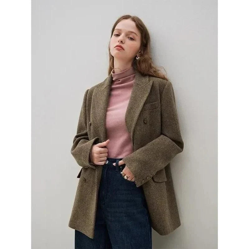 Hhomeenjoy US Chic Wool Blazer and Skirt Set for Professional Women