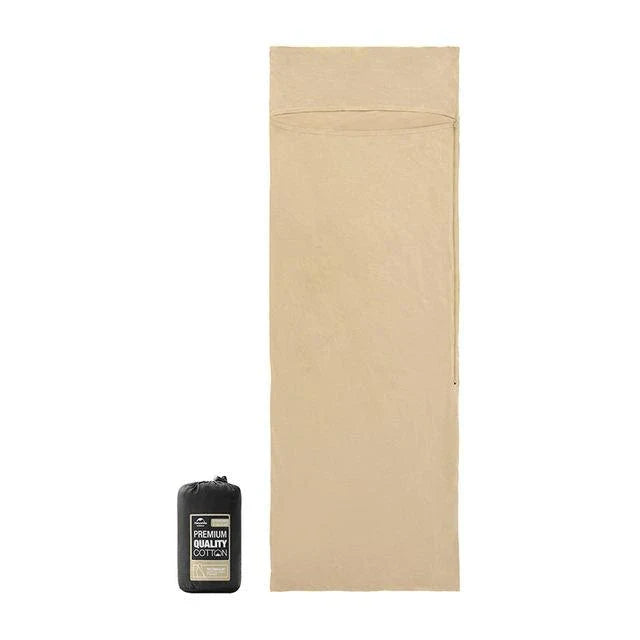 Premium cotton sleeping bag liner for comfortable and hygienic outdoor adventures and travel