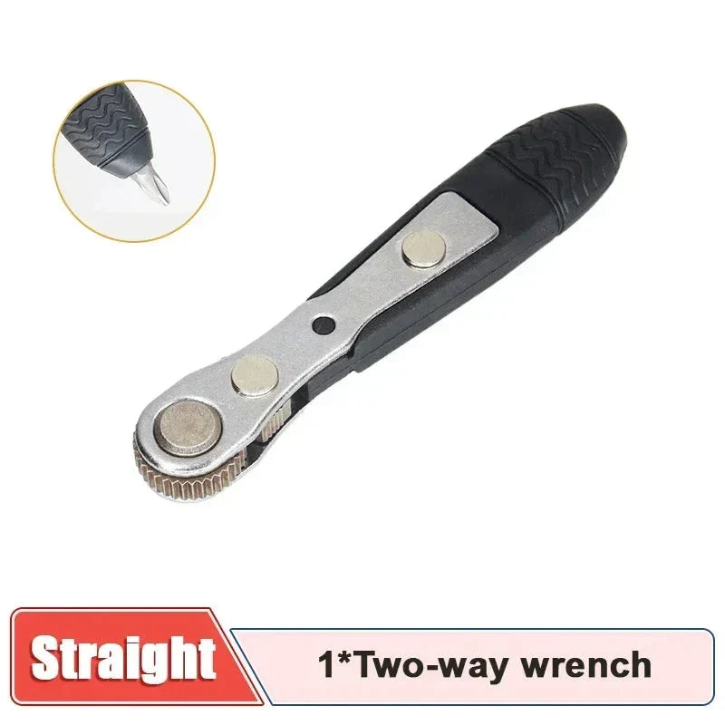 Compact Ratchet Wrench Screwdriver with Magnetic Adsorption for Precise Repair Work in Tight Spaces