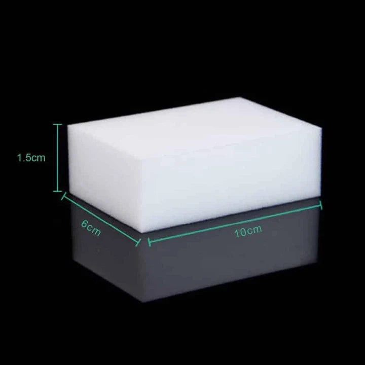 A set of 10 white melamine cleaning sponges, versatile and effective for removing stubborn stains and grime from various surfaces