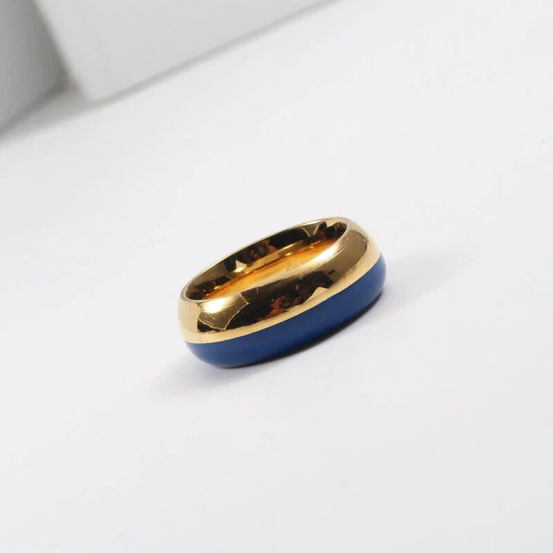 Premium dark blue titanium steel ring with a sleek, modern design for stylish American men