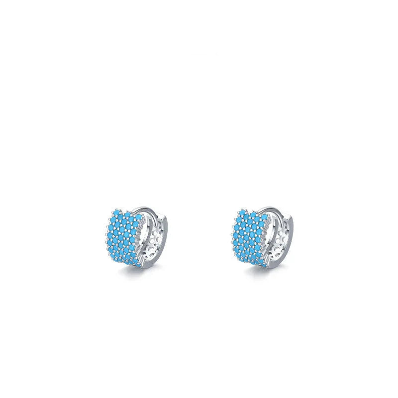 Pair of elegant silver hoop earrings with a micro-insert design, perfect for adding a touch of sophistication to any outfit.