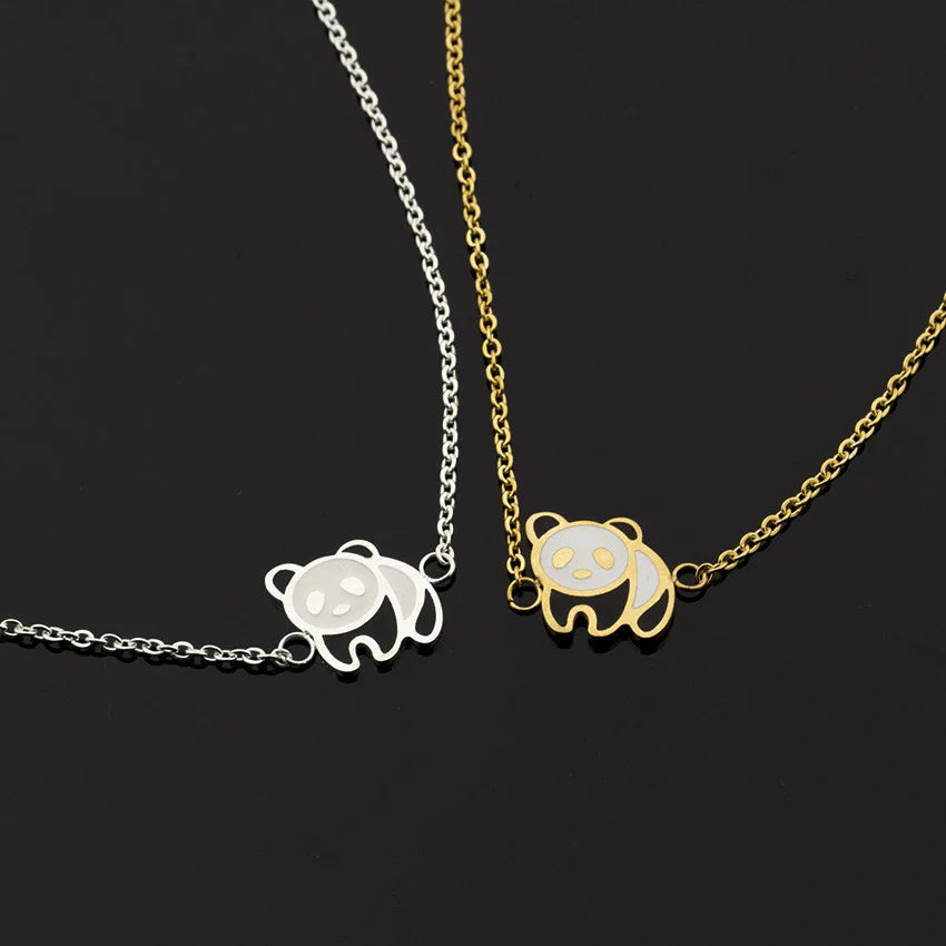 Elegant gold-plated stainless steel bracelet with a delicate panda charm, perfect for fashion-conscious women