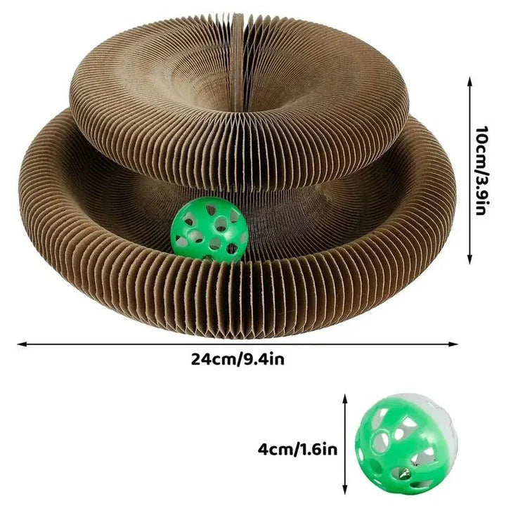 Foldable cat scratcher with toy ball, versatile climbing and sleeping board for cats