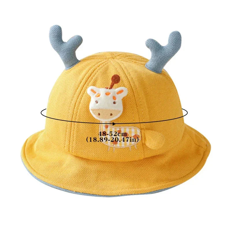 Adorable cartoon animal-themed baby sun hat with ears, providing sun protection and style for infants and toddlers