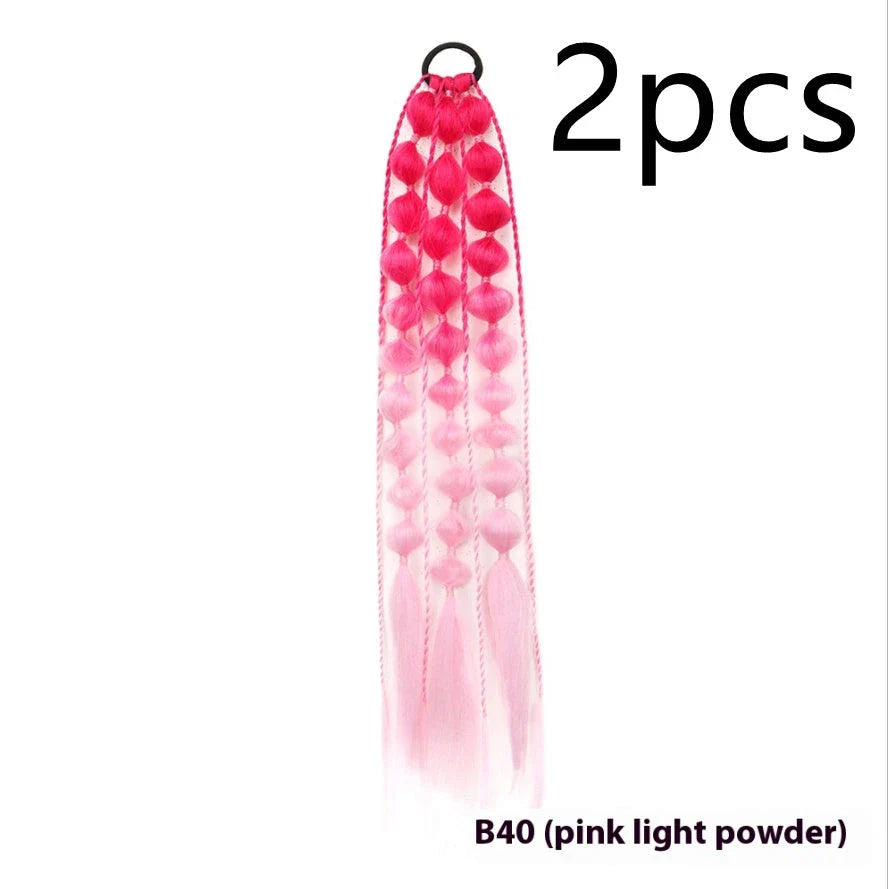Colorful bubble braid ponytail wig made of high-quality heat-resistant fibers for a vibrant, unique style