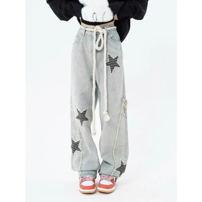 Men's baggy wide-leg denim pants in a classic blue color, featuring a relaxed straight-leg silhouette for comfort and style.