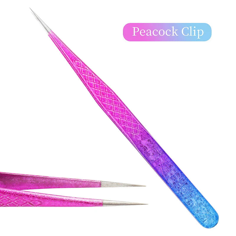 Elegant and precise eyelash tweezers with an ice flower design, perfect for salon-quality lash extensions and eyebrow grooming.