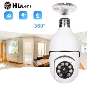 HD 1080P 360 degree panoramic wifi security camera light bulb for discreet home and office monitoring