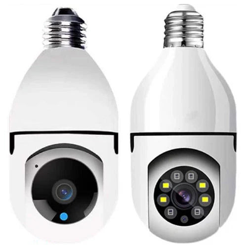 5G WiFi E27 Bulb Surveillance Camera with 360-degree coverage, night vision, and remote control capabilities for comprehensive home security