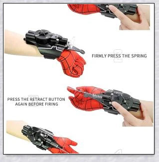 A high-quality 3D printed Spider Web Shooter toy with rechargeable battery and effective shooting range up to 9.8 feet, perfect for superhero roleplay and active fun.
