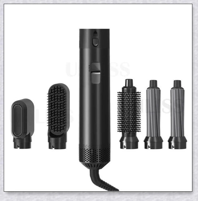 Multifunctional 5-in-1 Airwrap Hair Styling Straightener with interchangeable attachments for creating a variety of hairstyles