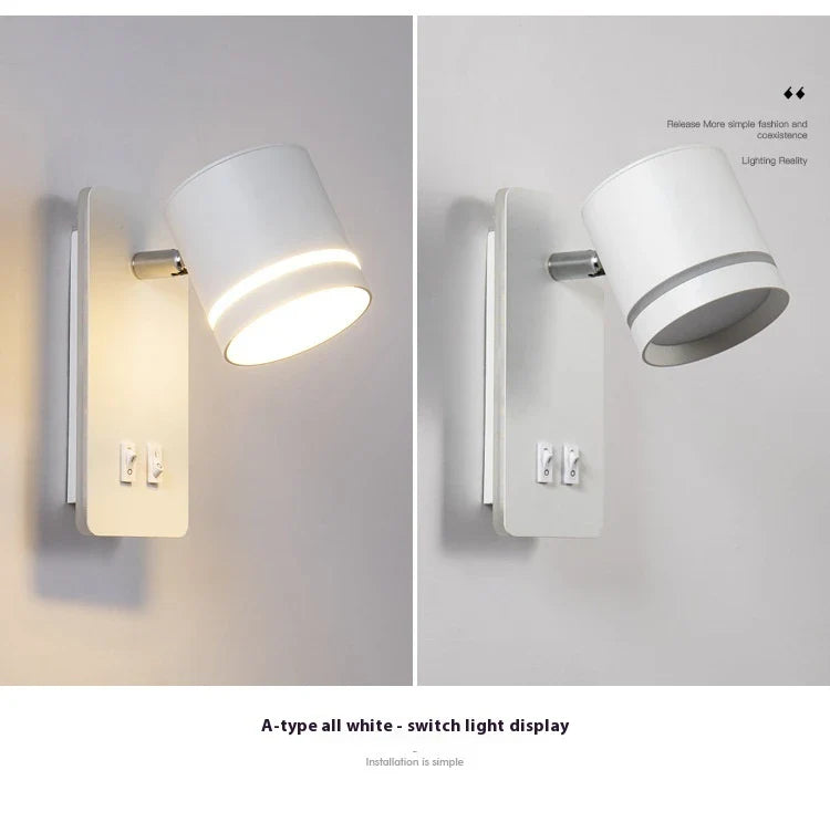 A modern, minimalist LED reading lamp with a Nordic-inspired design, perfect for bedside use in a hotel or home bedroom.