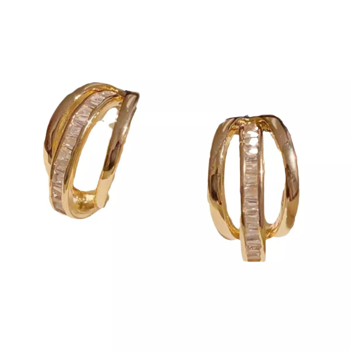 Women's 925 silver zircon earrings with trendy C-ring design