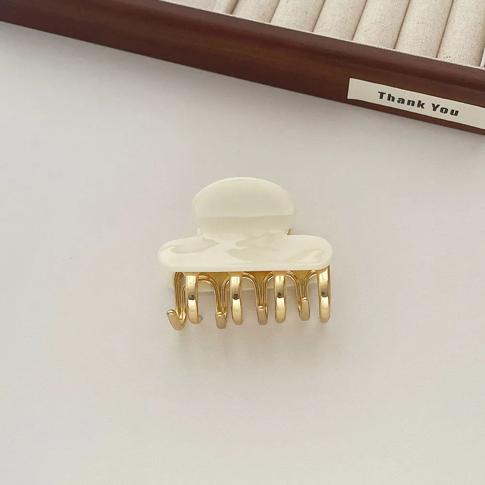 Retro acetate geometric hair barrettes with metal grip closure in medium size