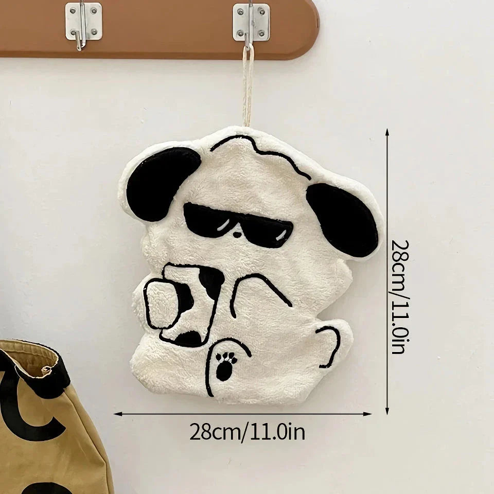 Adorable animal-themed hand towels made of soft, absorbent Coral Fleece material with a convenient lanyard design