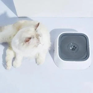 A floating pet drinking bowl with a large capacity and innovative design to prevent spills and promote dental health for your furry friend.
