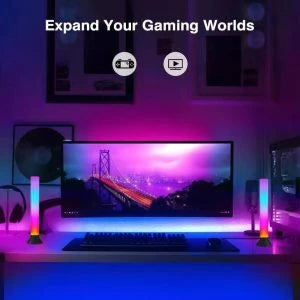 Bluetooth-enabled RGB music atmosphere light with adjustable height and dynamic color-changing effects