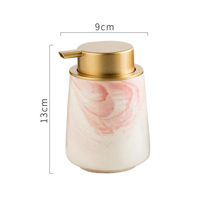 A luxury ceramic foaming soap dispenser with a sleek, sophisticated design for bathrooms and kitchens.