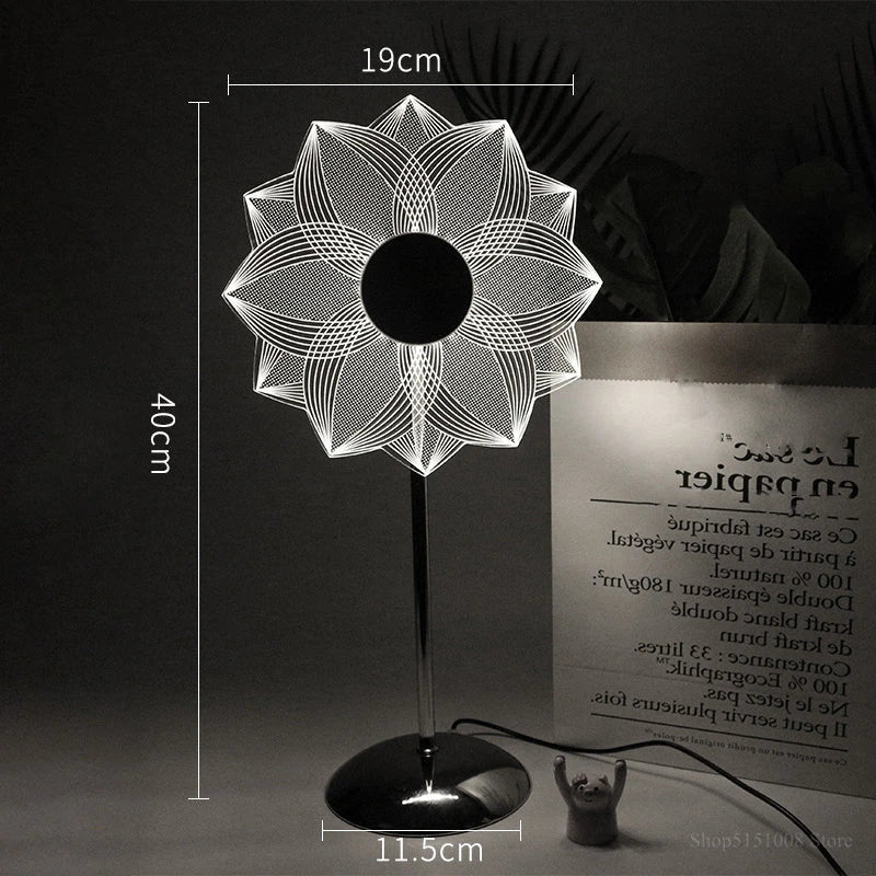 Modern LED Decorative Flower Table Lamp with a silver body and unique flower design