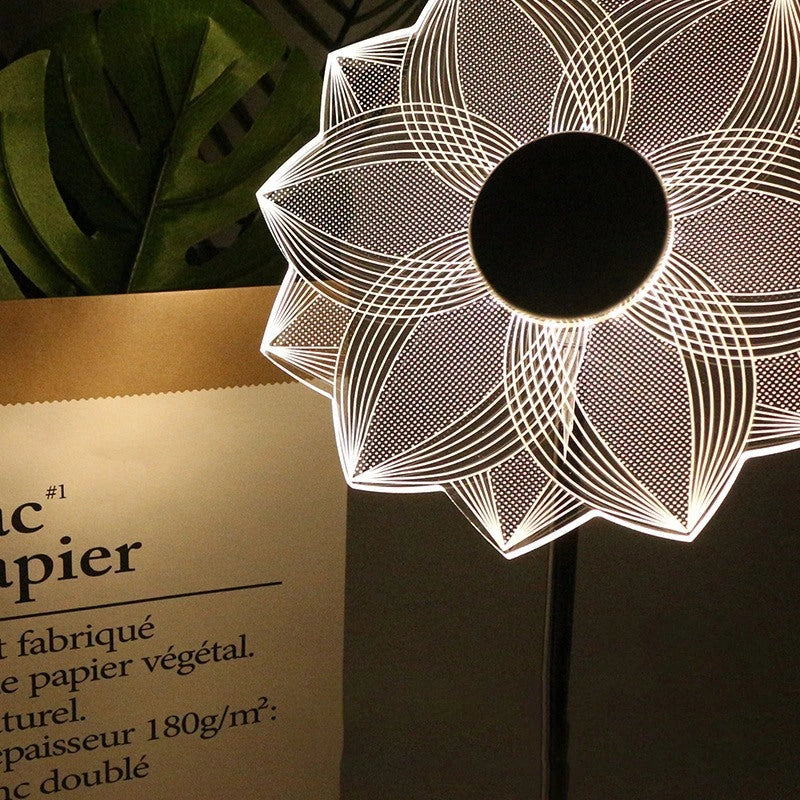 Modern LED Decorative Flower Table Lamp with a silver body and unique flower design