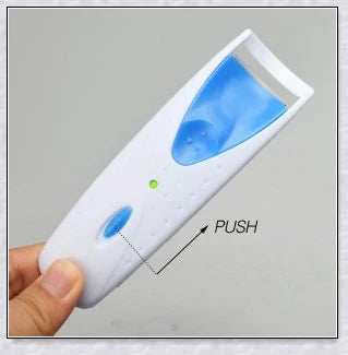 Heated Electric Eyelash Curler with three color options - blue, yellow, and pink. Compact and portable design for effortless lash curling on the go.