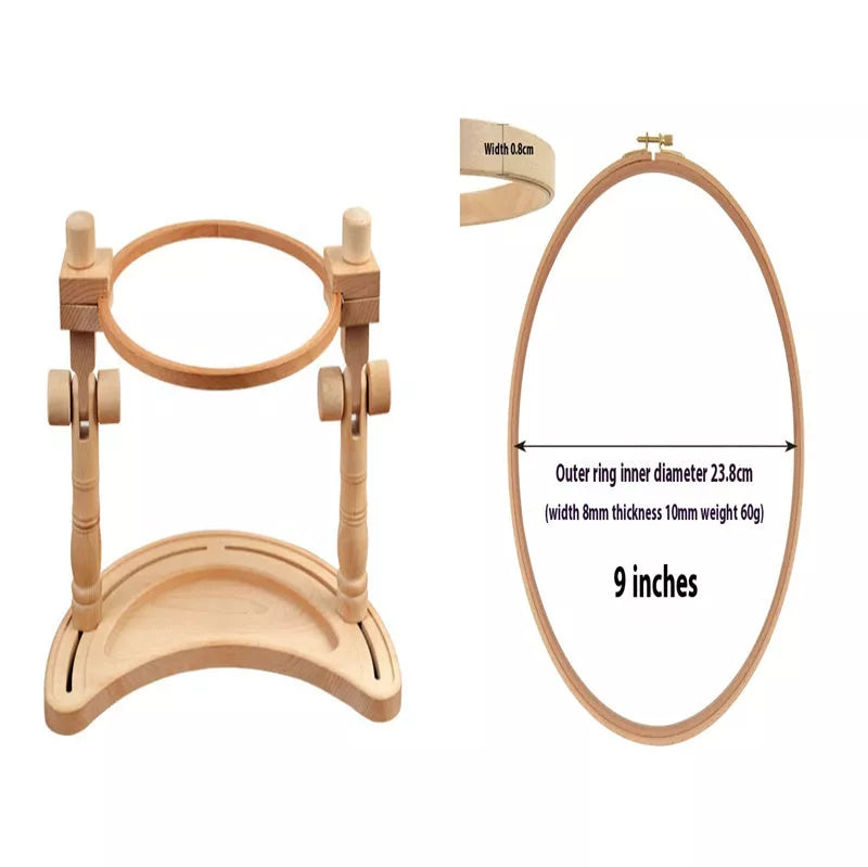 Adjustable Cross Wreath in bamboo for embroidery projects, sizes 4 to 12 inches