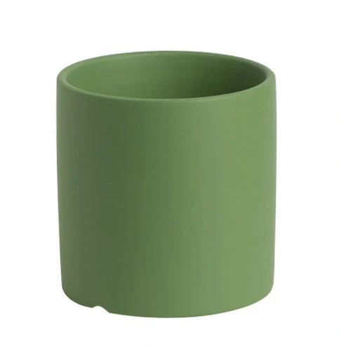 Nordic style cylindrical ceramic flowerpot with drainage hole for plants