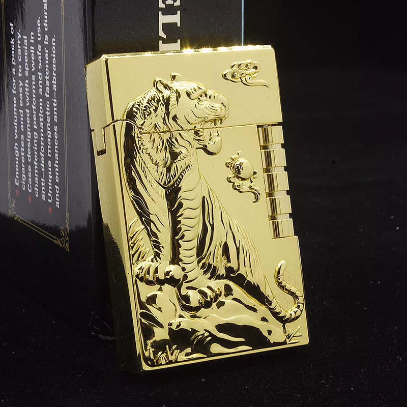 Embossed Chinese Dragon Gas Lighter with intricate design and metal construction