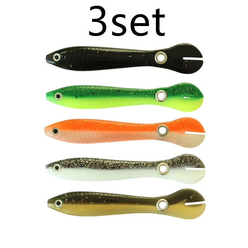 Life-like soft fishing lures with realistic slip mechanism for mesmerizing swimming action, attracting bass, trout, and pike in any season