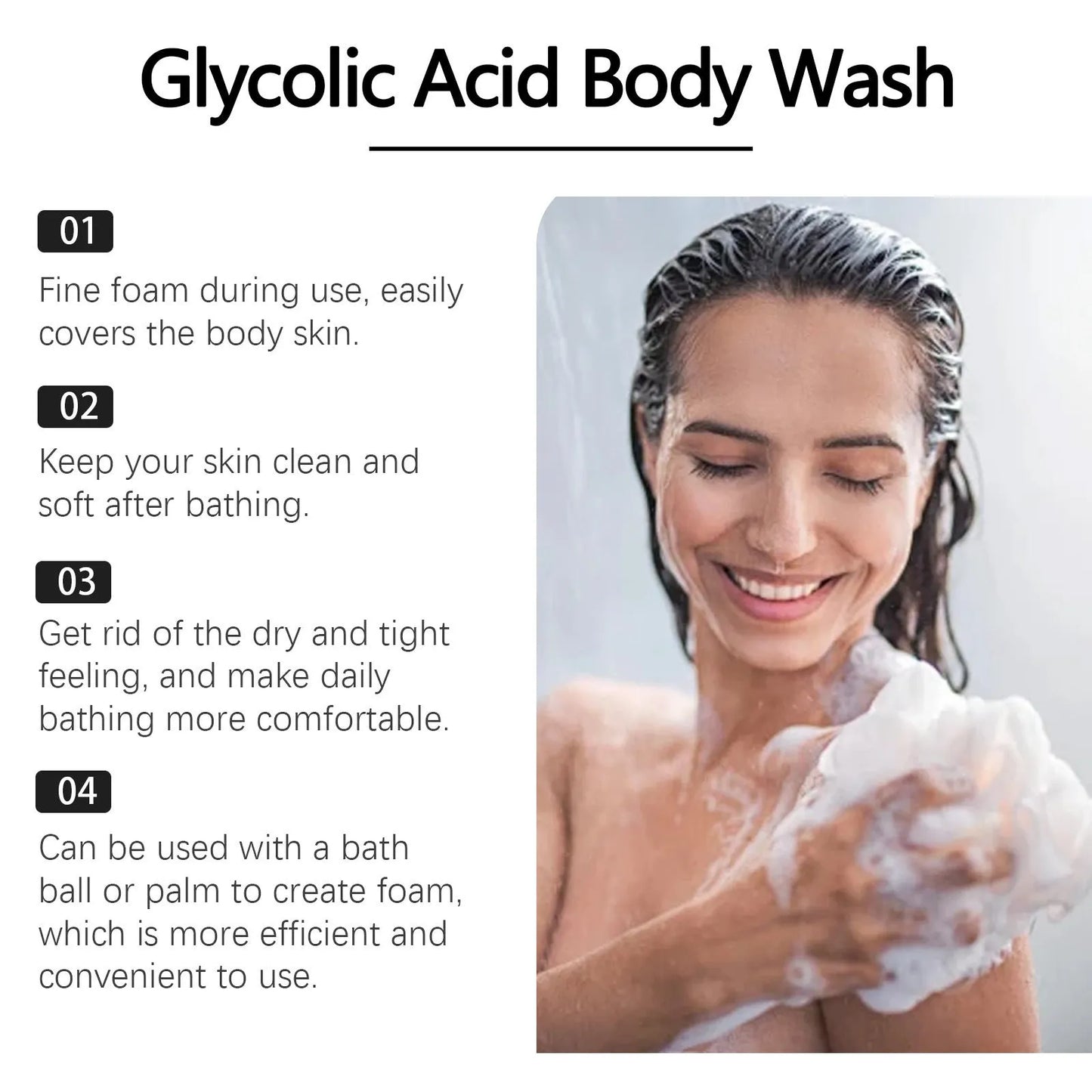 100ml bottle of retinol shower gel with glycolic acid and azelaic acid