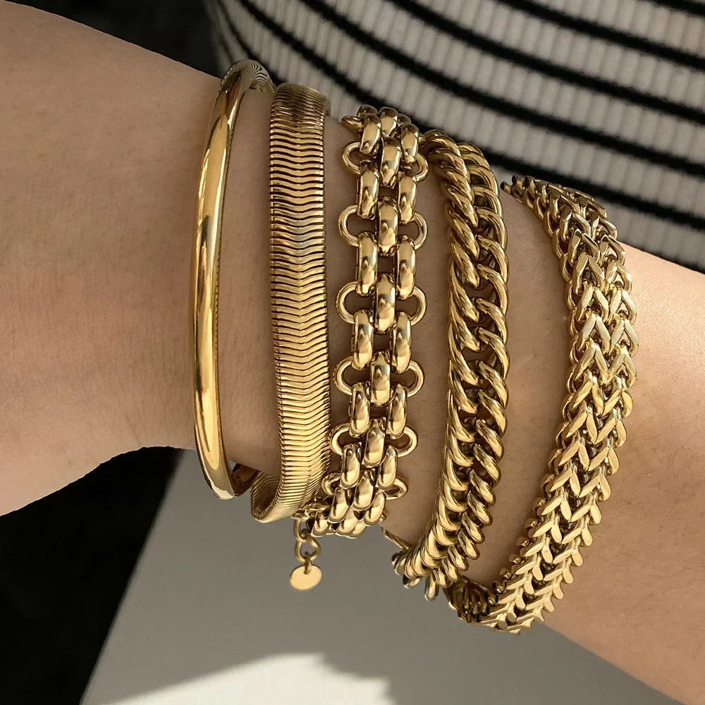 Elegant stainless steel electroplated women's bracelet with a simple design