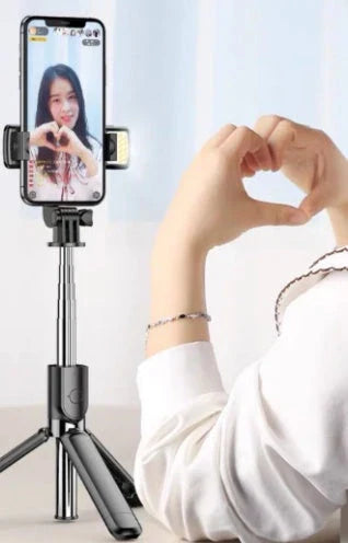 Bluetooth Selfie Stick with Tripod for iPhone, Extendable Length, Remote Control, Hands-Free Photography