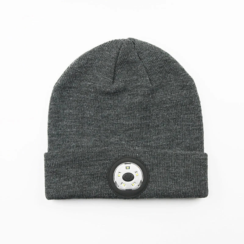 Warm Bluetooth Beanie with wireless music, hands-free calls, and outdoor lighting for active lifestyles