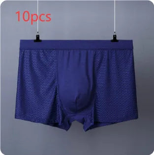 Men's plus size boxer shorts in black, modal cotton blend, breathable mesh, mid waist, sizes XL-7XL