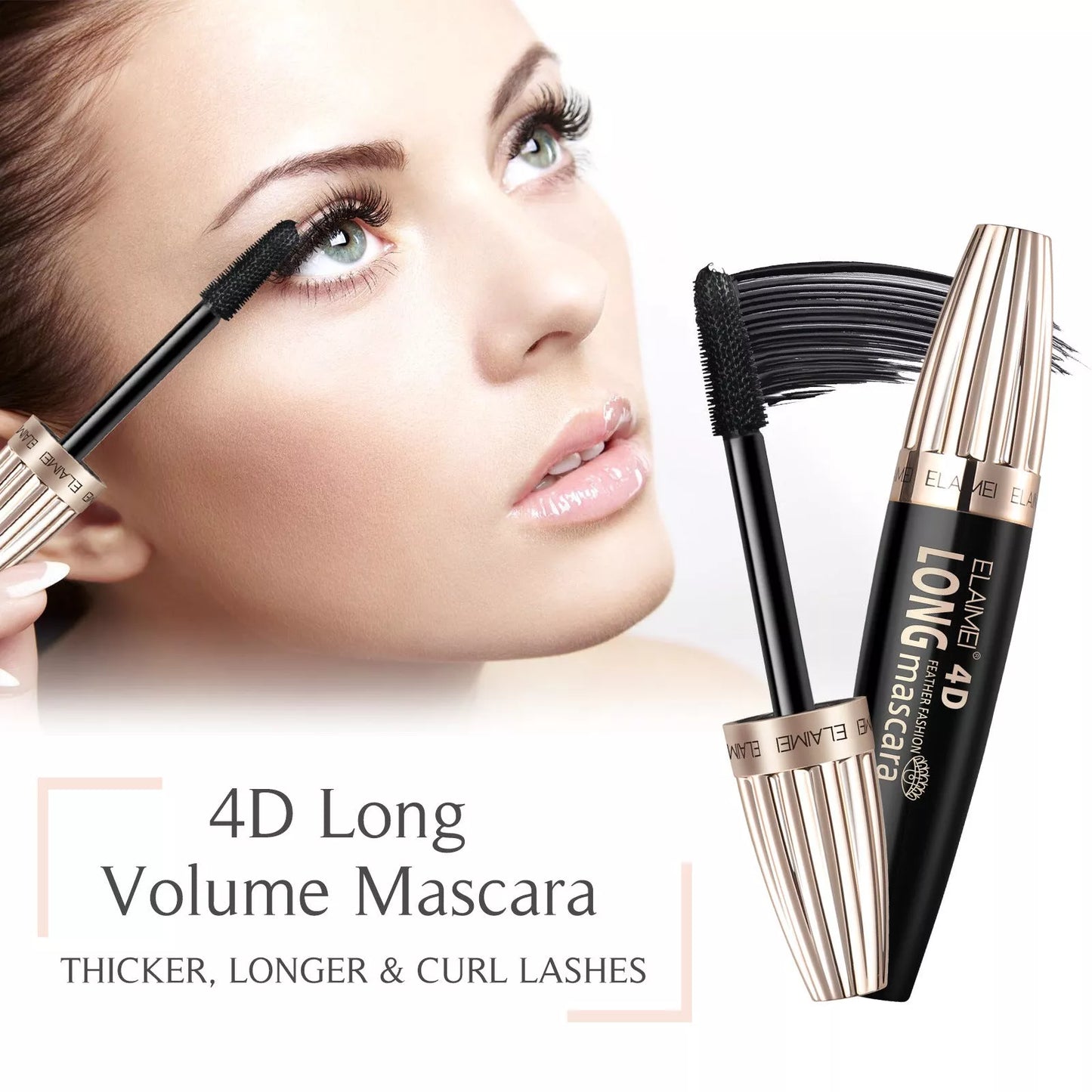 Long 4D Curling Sunflower Mascara in Black for voluminous, lengthened lashes