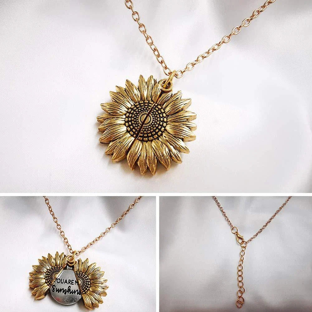 Radiant sunflower charm necklace with adjustable chain for a personalized fit