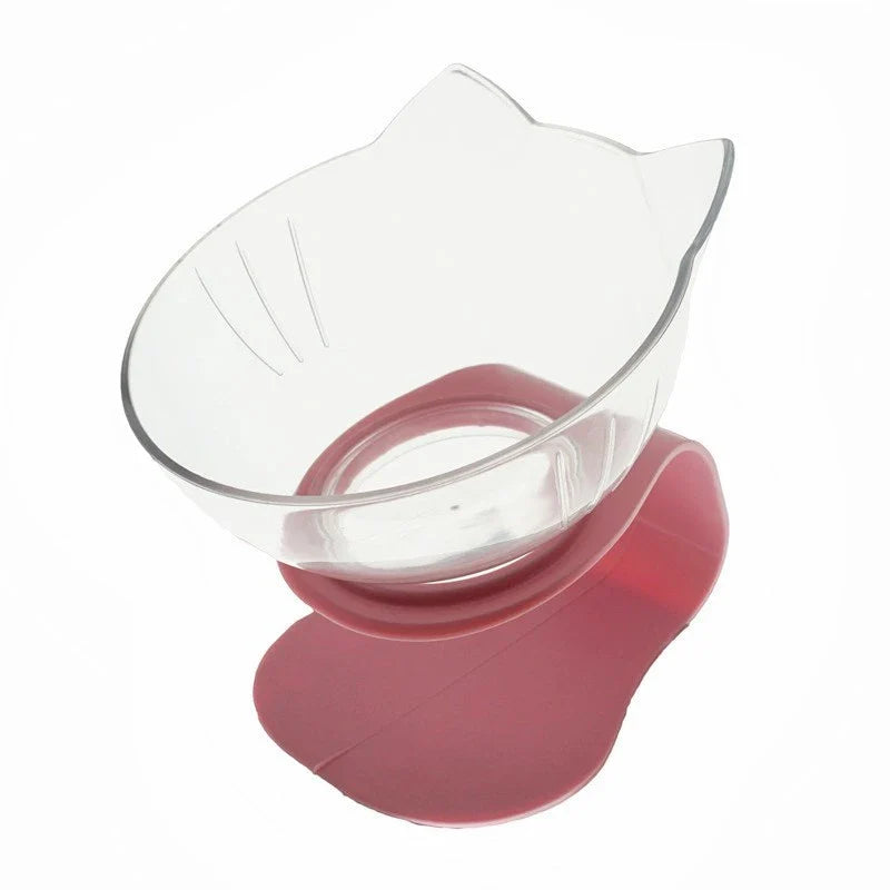 Elevated tilted double pet bowl with transparent design and adjustable stand