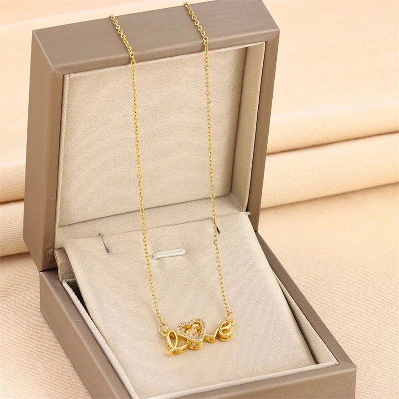 Elegant titanium steel necklace with a unique and fashionable design, perfect for Valentine's Day gift