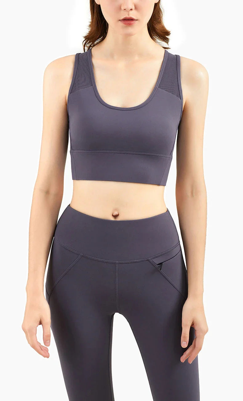 Premium Shock-Absorbing Sports Bra with Stylish V-Back Design for Active Women