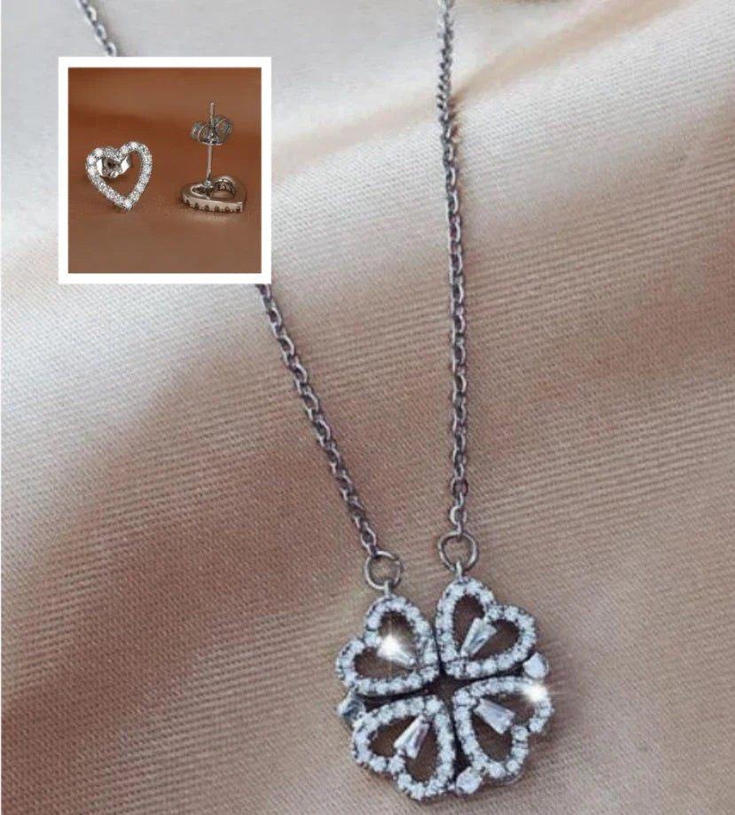 Elegant four-leaf clover necklace with magnetic and detachable design for versatile styling
