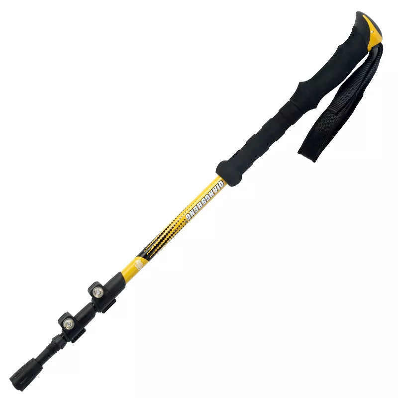 Outdoor straight handle trekking pole with adjustable length and tungsten steel tip