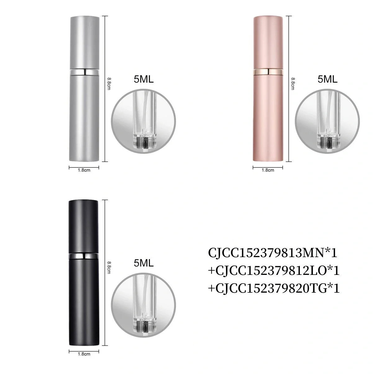 Portable perfume atomizer with compact, travel-friendly design and multiple color options